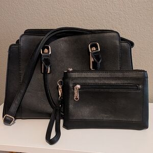 Dasein Vegan Leather Black Women's Handbag Set